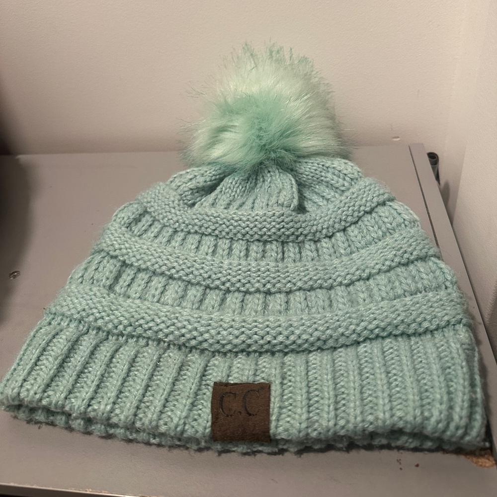 CC Beanie - Aqua with Pom